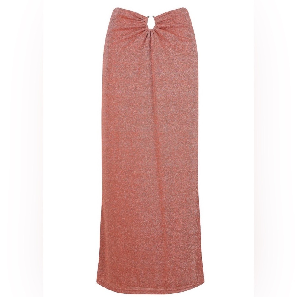 ✨ Charlie Holiday Metallic Lurex Maxi Skirt XS/2 NWT Copper Shimmer Evening ✨